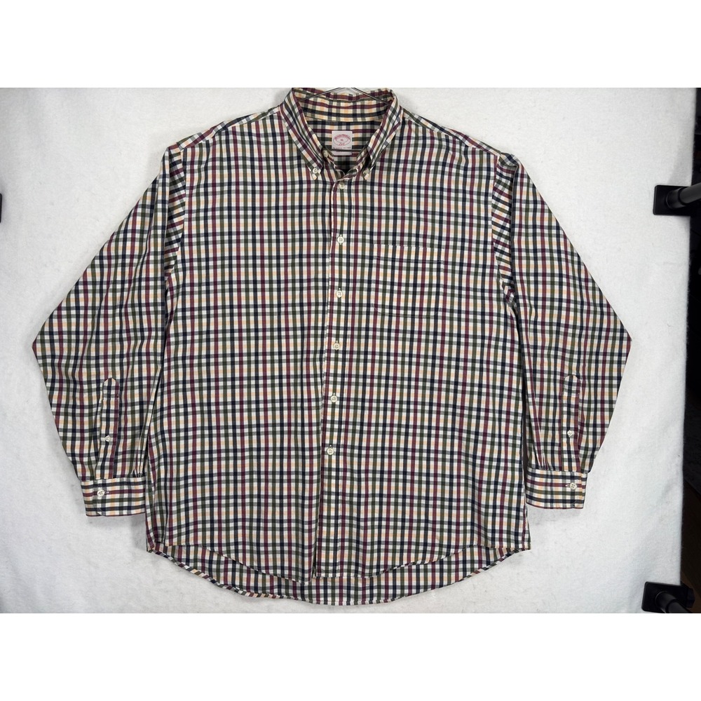 Brooks Brothers 346 Mens XL Multicolor Tattersall Check Cotton Button Down Shirt